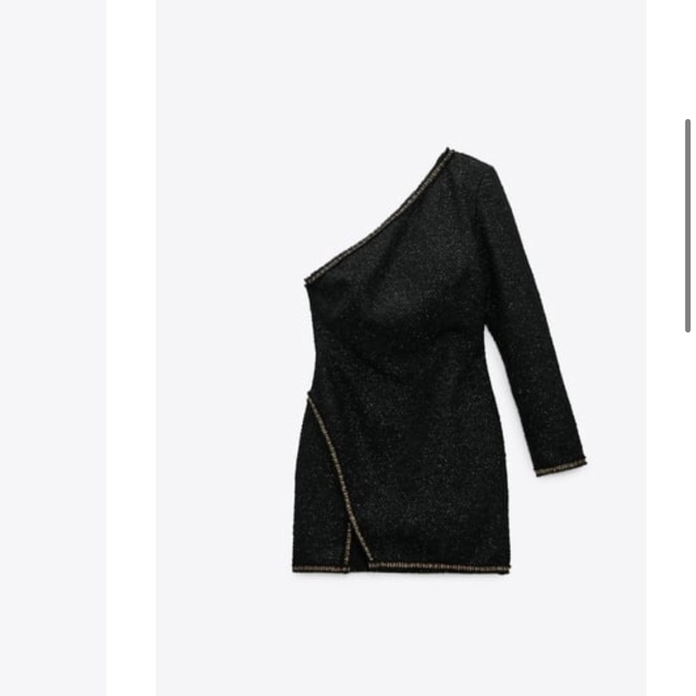 Zara Asymmetrical Mini Dress - Black S - Picture 2 of 4